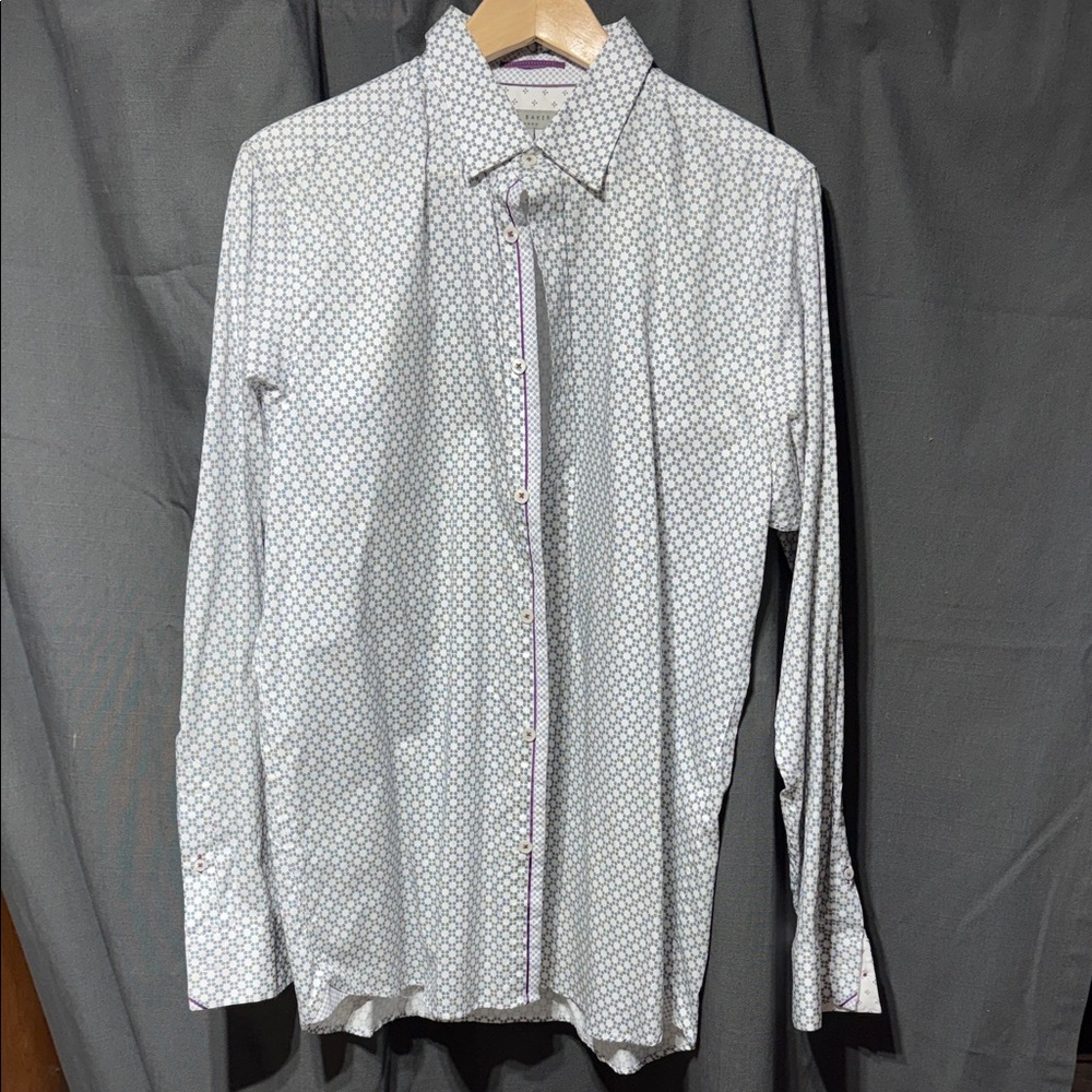 Ted Baker White Geometric Button Down Shirt